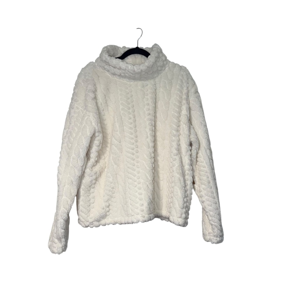 Eddie Bauer Womens Questβ Sweater 2.0 Ivory Cable Knit Fleece Turleneck XL